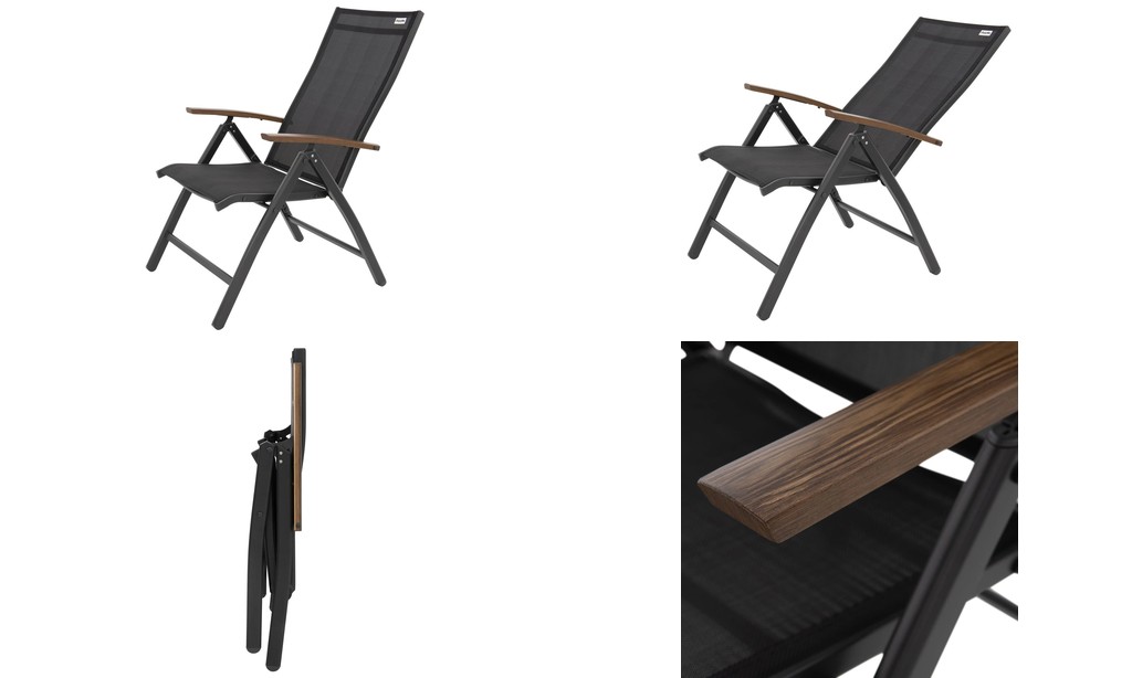 Polohovací zahradní křeslo EXPERT WOOD Plus Doppler — boční pohled na hliníkovou konstrukci s madly v dekoru dřeva