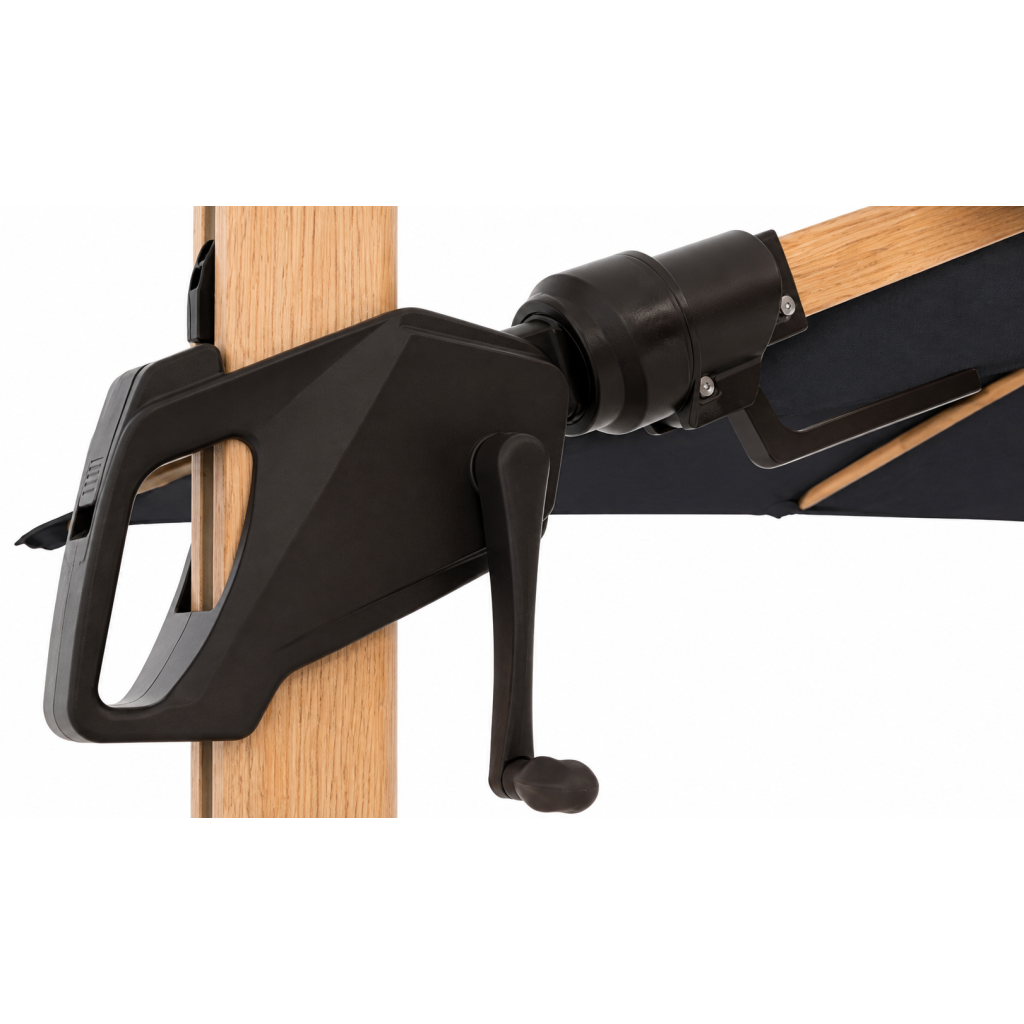 Detail hliníkové konstrukce v imitaci jasanového dřeva slunečníku ALU WOOD Doppler